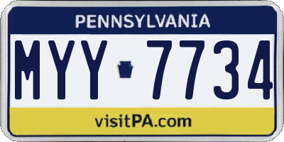 PA license plate MYY7734