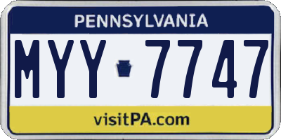 PA license plate MYY7747