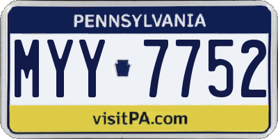 PA license plate MYY7752