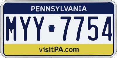 PA license plate MYY7754