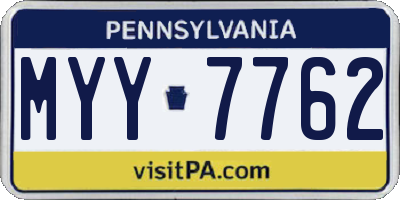 PA license plate MYY7762