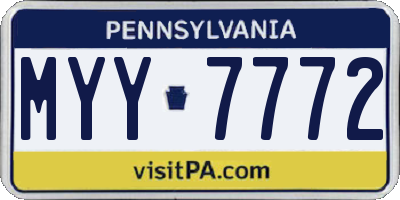 PA license plate MYY7772