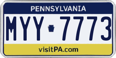 PA license plate MYY7773