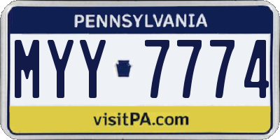 PA license plate MYY7774