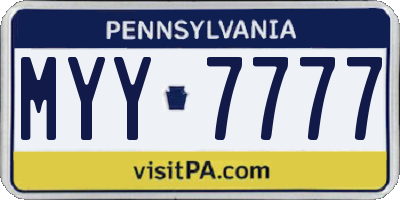 PA license plate MYY7777