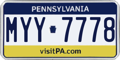 PA license plate MYY7778