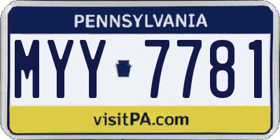 PA license plate MYY7781