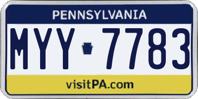 PA license plate MYY7783