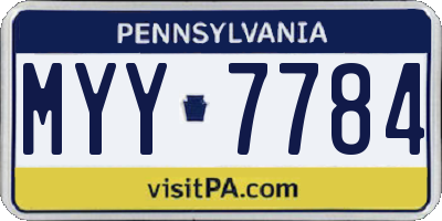 PA license plate MYY7784