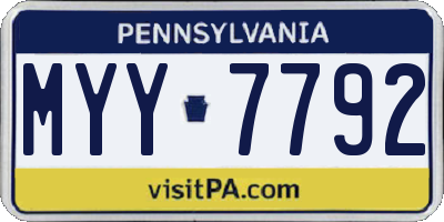 PA license plate MYY7792