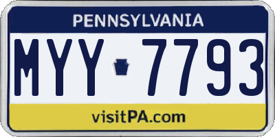 PA license plate MYY7793