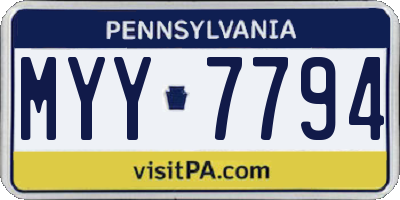 PA license plate MYY7794