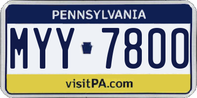 PA license plate MYY7800