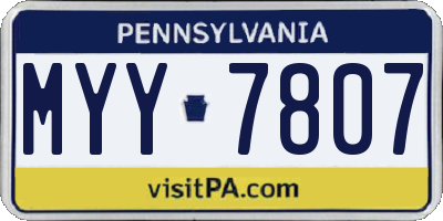 PA license plate MYY7807