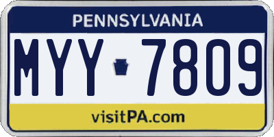 PA license plate MYY7809