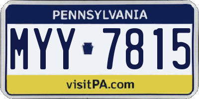 PA license plate MYY7815