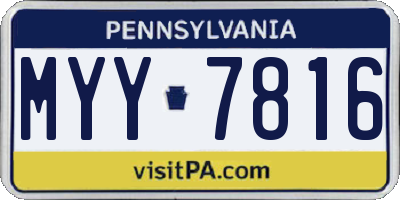 PA license plate MYY7816