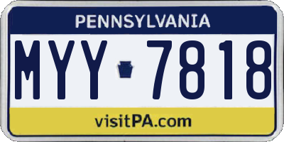 PA license plate MYY7818