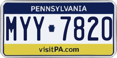 PA license plate MYY7820