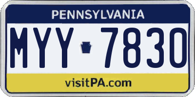 PA license plate MYY7830