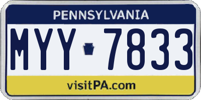 PA license plate MYY7833