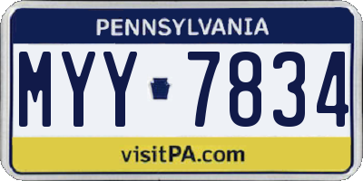 PA license plate MYY7834