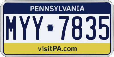 PA license plate MYY7835