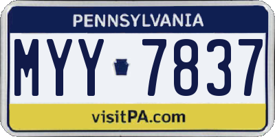 PA license plate MYY7837