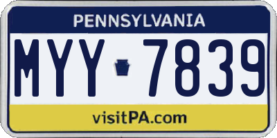 PA license plate MYY7839