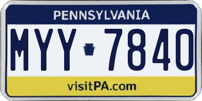 PA license plate MYY7840