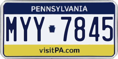 PA license plate MYY7845