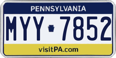 PA license plate MYY7852