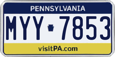 PA license plate MYY7853