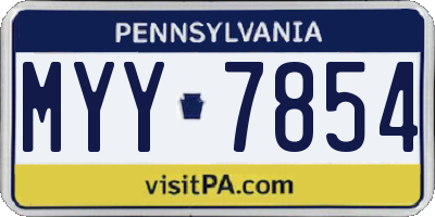 PA license plate MYY7854