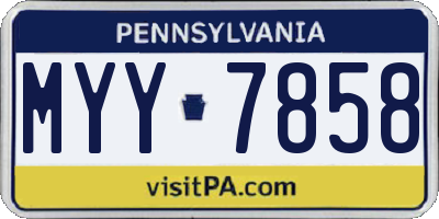 PA license plate MYY7858