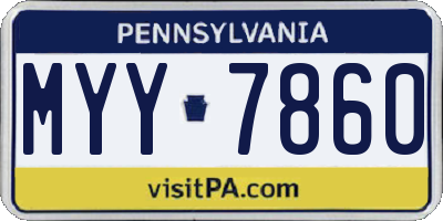 PA license plate MYY7860