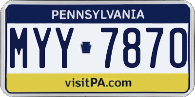 PA license plate MYY7870