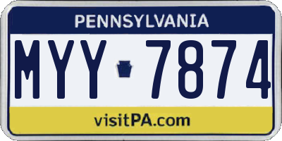 PA license plate MYY7874