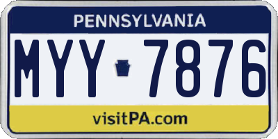 PA license plate MYY7876