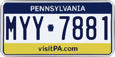 PA license plate MYY7881