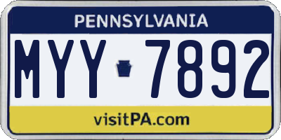 PA license plate MYY7892