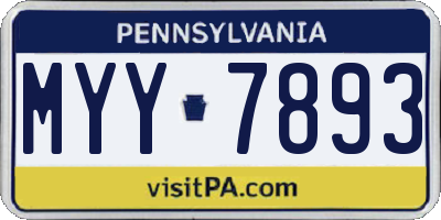 PA license plate MYY7893