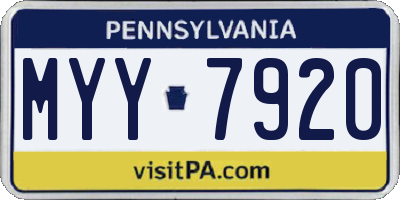 PA license plate MYY7920