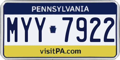 PA license plate MYY7922