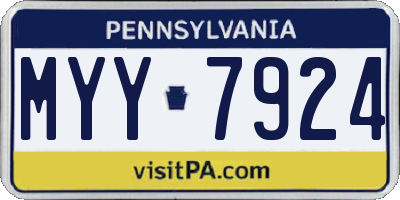 PA license plate MYY7924