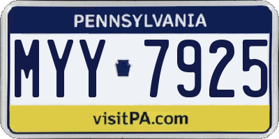 PA license plate MYY7925