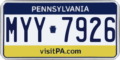 PA license plate MYY7926