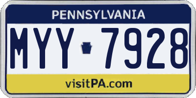 PA license plate MYY7928