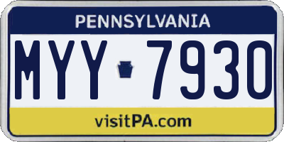 PA license plate MYY7930