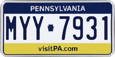 PA license plate MYY7931